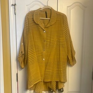 Burnout Gold Button-Up Women's Top